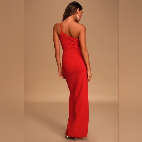 Keeper of My Heart Red One-Shoulder Maxi Dress - Picture 4 of 6